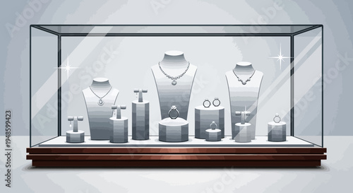 Elegant Jewelry Display Case with Luxurious Necklaces and Earrings.