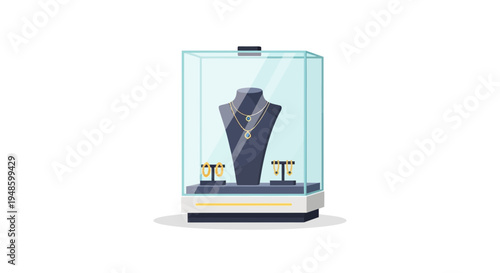 Elegant Jewelry Display Case with Necklace and Earrings.