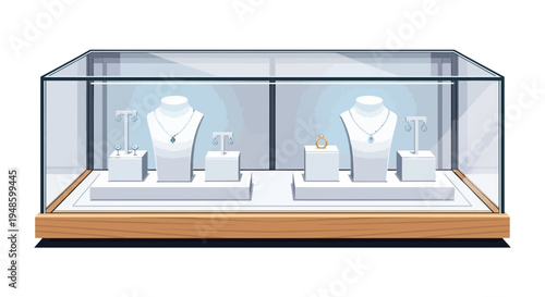 Elegant Jewelry Display Case with Necklaces and Earrings.