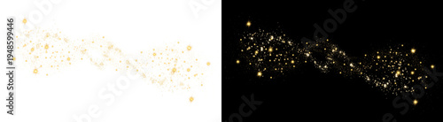Photos PNG image of An elegant golden glittering dust trail, creating a magical, sparkly, and festive effect, with small bright stars on transparent background