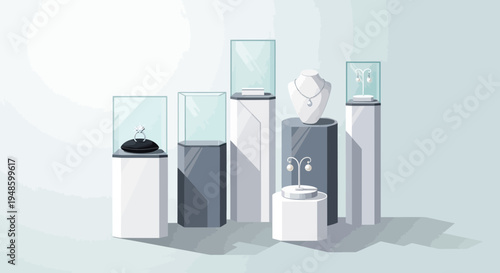 Elegant Jewelry Display Stands Showcasing Precious Items.