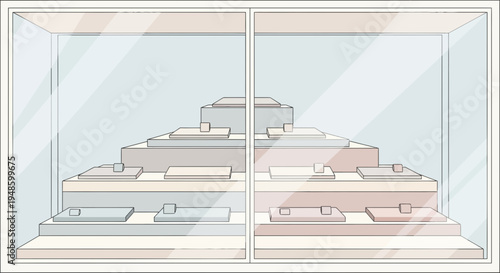 Empty Display Case with Tiered Shelves for Products.