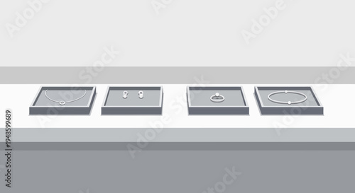 Four stages of a process shown on square platforms.