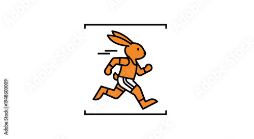 Orange Cartoon Rabbit Running Fast Inside a Frame, Motion Blur