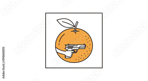 Orange Fruit Holding a Gun, Symbolizing Danger, Threat, and Unconventional Power