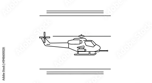 Outline Illustration of an Attack Helicopter in Flight