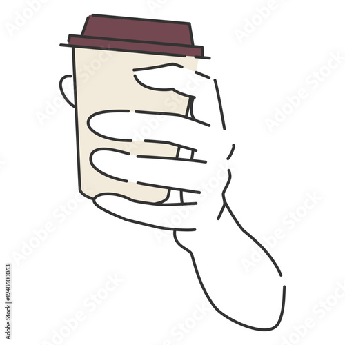 テイクアウトのコーヒーカップを持つ手1