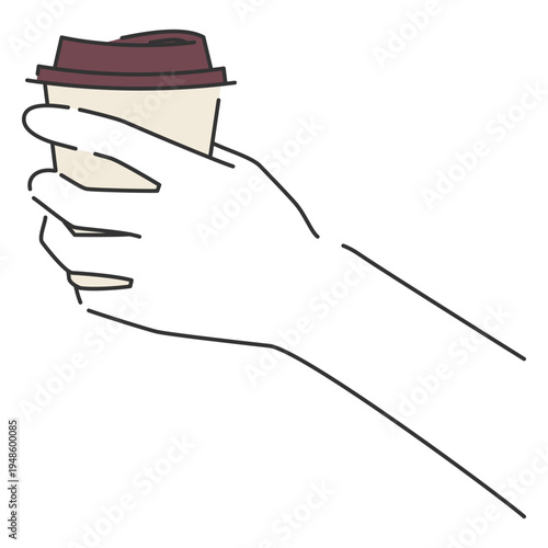 テイクアウトのコーヒーカップを持つ手2