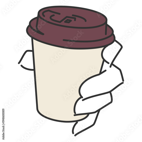 テイクアウトのコーヒーカップを持つ手3