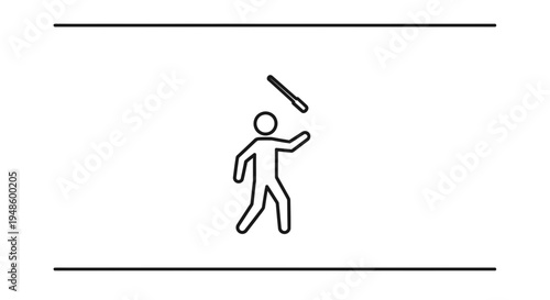 Silhouette of a person juggling a baton, performing a trick, isolated on white background