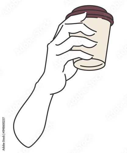 テイクアウトのコーヒーカップを持つ手6