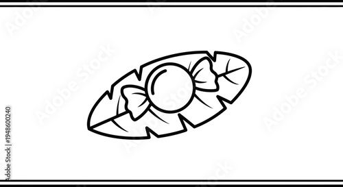 Simple Candy Wrapped in Banana Leaf Outline Icon