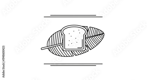 Minimalist Line Art Toast on Leaf Icon