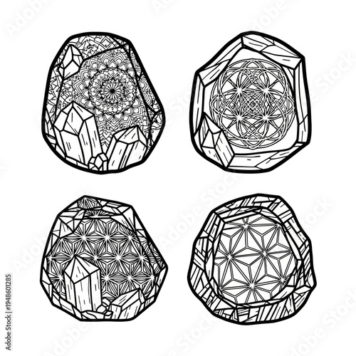 Sacred Geometry Crystals, Geometric Patterns, Esoteric Symbols, Mystical Stones