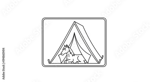Horse Resting Inside a Tent, Camping Adventure, Outdoor Recreation