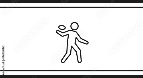 Icon of a person throwing a frisbee, symbolizing outdoor activity and sports