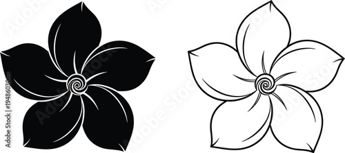 Plumeria Flower Icon Set Vector