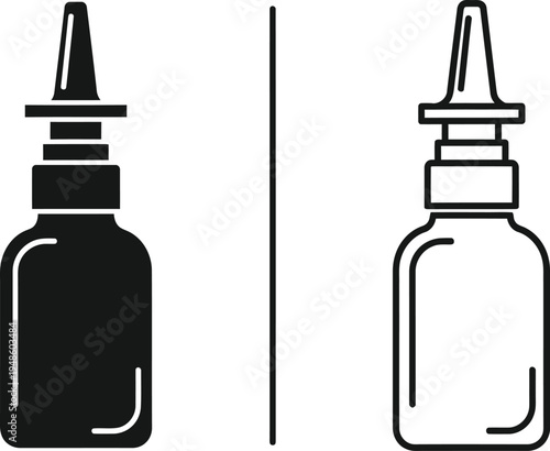 Nasal Spray Bottle Icon Set Vector