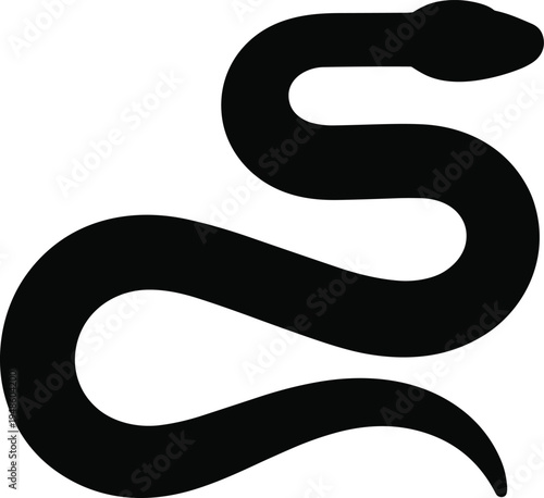 PrintSnake silhouette vector, winding serpent design, reptile graphic artwork, dangerous snake icon, bold snake illustration, wildlife symbol, predator emblem, simple snake logo
