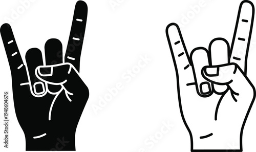 Rock Hand Sign Gesture Icon Vector Set Vector