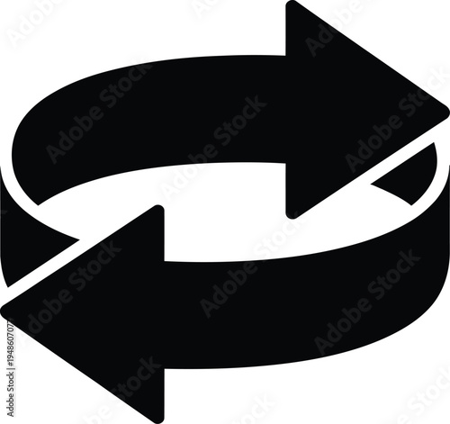 Monochromatic cyclic arrows indicating continuous directional movement black circular