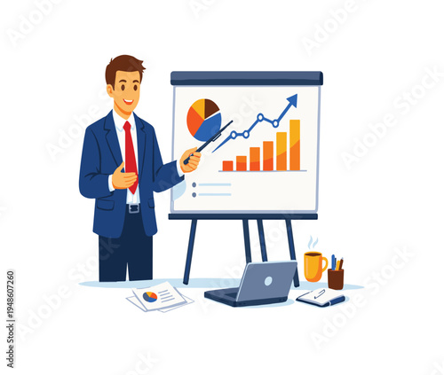 Two Businessmen Presenting Data Analysis During a Meeting