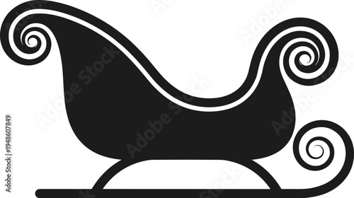 Christmas sleigh silhouette, festive holiday icon, winter season artwork, decorative sleigh design, cultural celebration symbol, seasonal illustration graphic, ornate sleigh motif