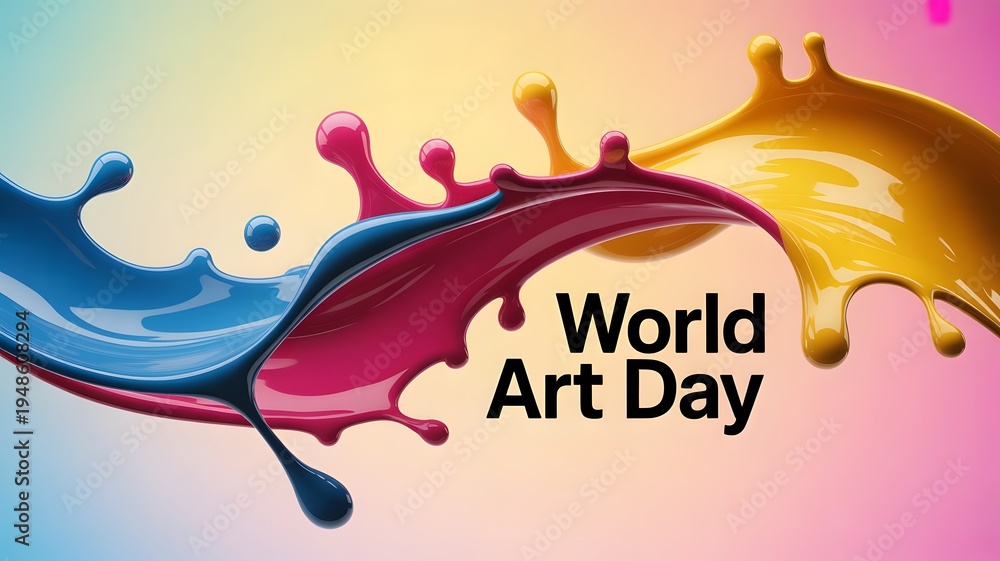 Naklejka premium Vibrant colorful paint splashes for world art day celebration
