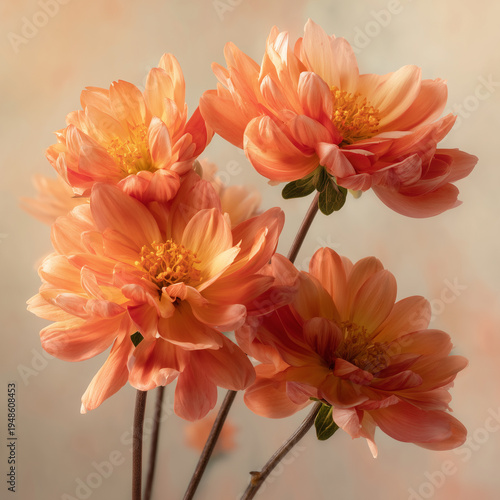 Bright orange gerbera daisy flowers bouquet on soft background