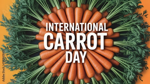 International carrot day celebration with fresh carrots on orange background