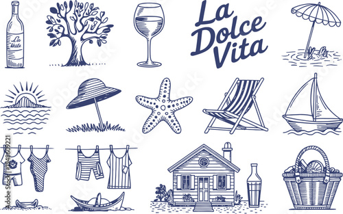 Hand-Drawn Italian Summer La Dolce Vita Collection
