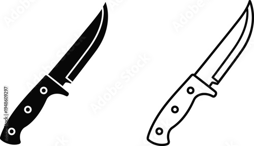 Hunting Knife Icon Set Isolated on White Background Vector