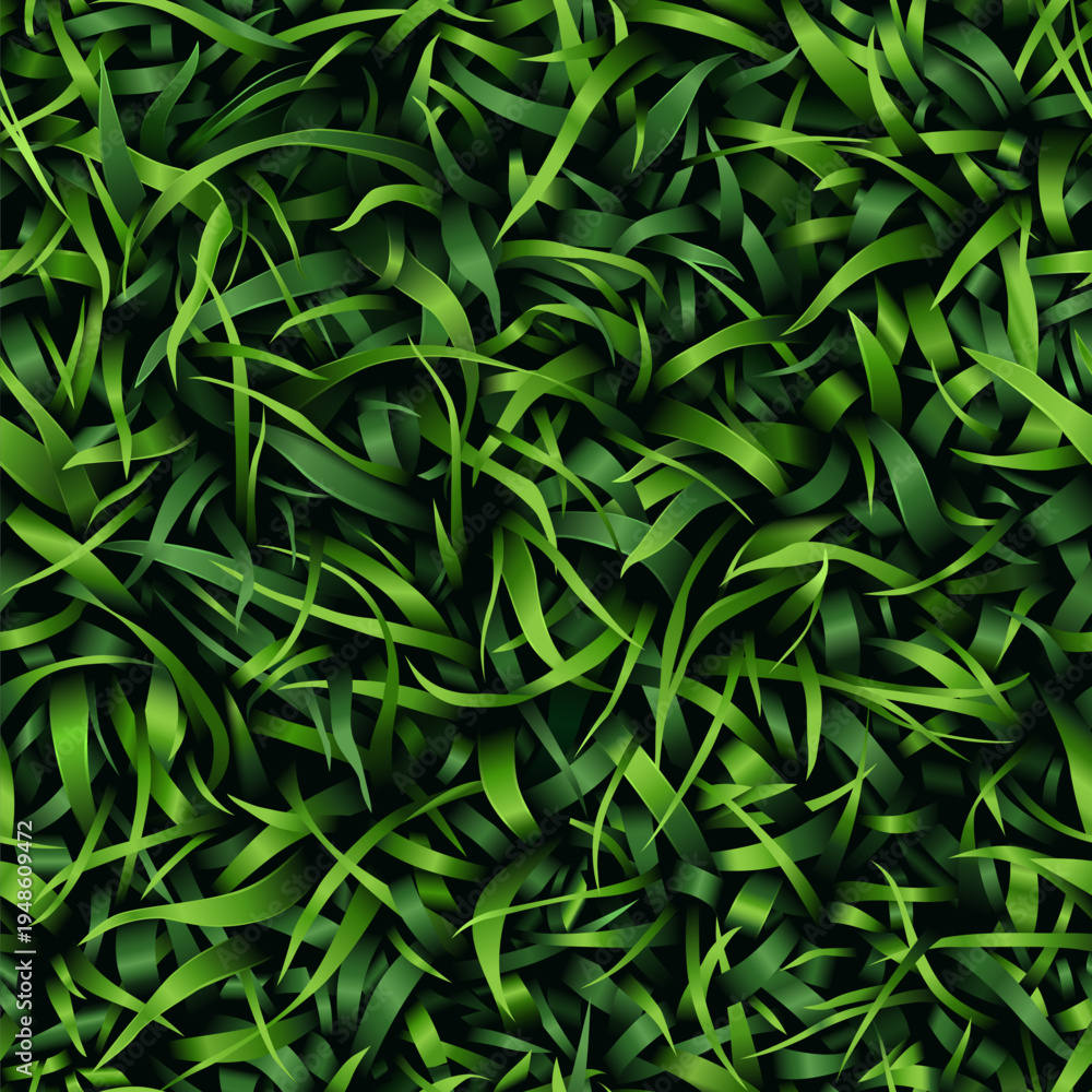 Fototapeta premium Grass seamless pattern. View from above. Vector eps10 illustration. Natural green lawn texture background for design and decoration. Top view.