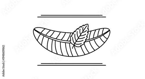 Elegant Banana Leaf Silhouette with Mint Leaf Accent