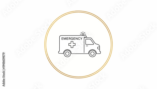 Emergency Ambulance Icon with Medical Cross and "EMERGENCY" text