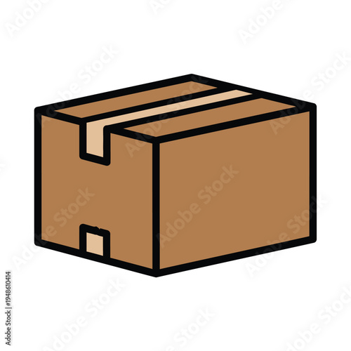 Brown Cardboard Shipping Box Icon.