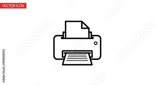 Printer Icon Vector Graphic: Printing Document, Office Equipment, Technology Symbol
