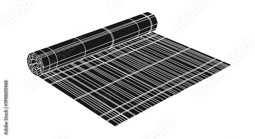 Rolled Up Bamboo Mat - Traditional Asian Decor, Natural Material, Textured Surface