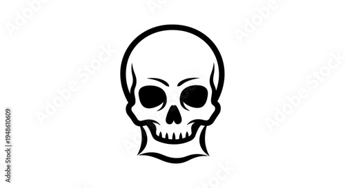 Minimalist Black and White Skull Icon Vector Illustration