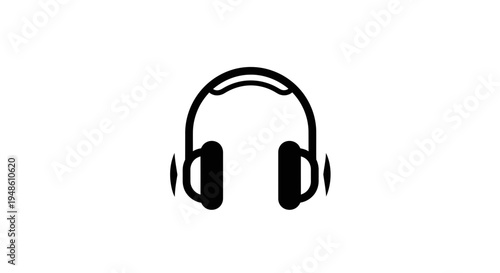 Minimalist Black Headphones Icon on White Background - Audio and Music Symbol