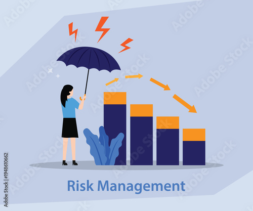 Risk Management and Financial Protection 2d flat vector illustration