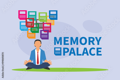 Memory Palace Mnemonic Technique for Brain Improvement 2d flat vector illustration