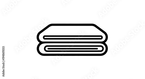 Folded Towel Icon, Clean Laundry, Bathroom Fabric, Simple Line Art