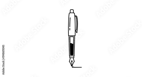 Fountain Pen Writing Line - Classic Writing Instrument with Ink Reservoir