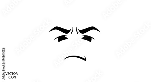 Frowning Face Vector Icon, Negative Emotion, Displeased Expression, Vector Art