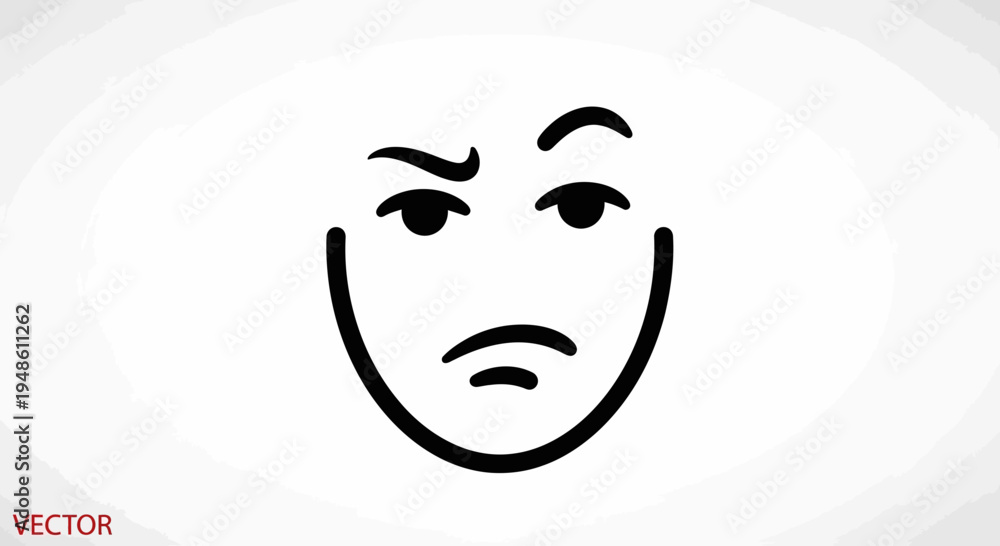 Obraz premium Confused Face Emoji Icon, Skeptical Expression, Doubtful Mood, Question Mark Symbol