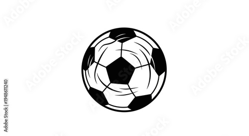 Classic Soccer Ball Black and White Illustration - Isolated on White Background
