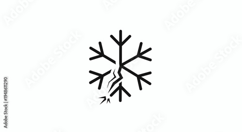 Cracked Snowflake Icon Symbolizing Cold Weather Damage or Winter Break