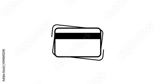 Credit Card Icon with Magnetic Stripe, Payment Symbol, Financial Technology Concept