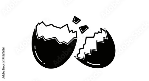 Broken Eggshell Icon Symbolizing New Beginnings, Fragility, and Birth